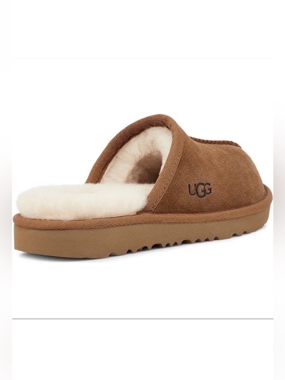UGG Keegan Chestnut Suede Shearling Slide Slippers Kids Size 1 Cozy Comfort